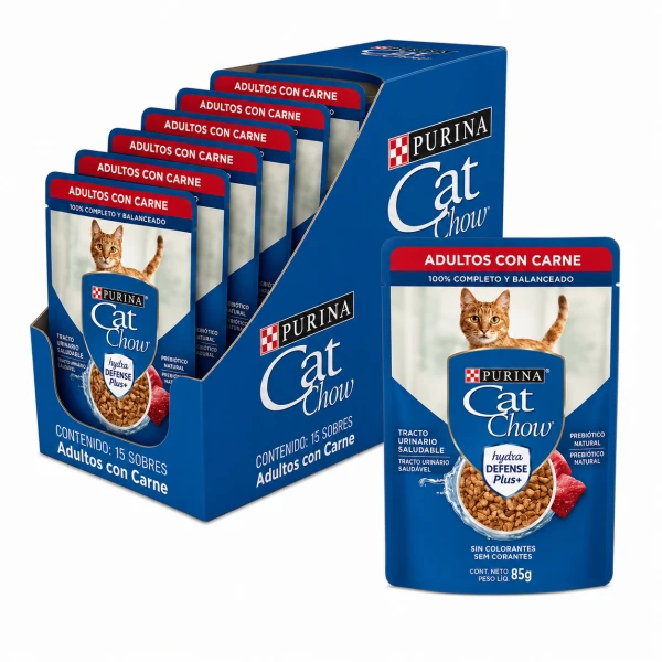 Cat Chow Carne Pouch 15 Unid