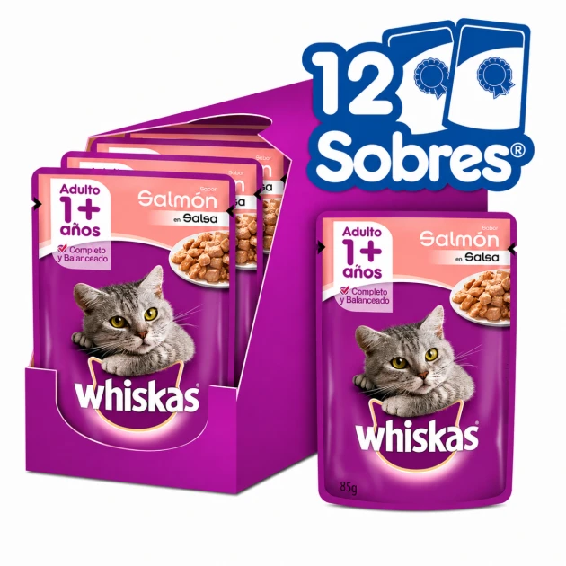 Whiskas Pouch Salmón 12 Unid.