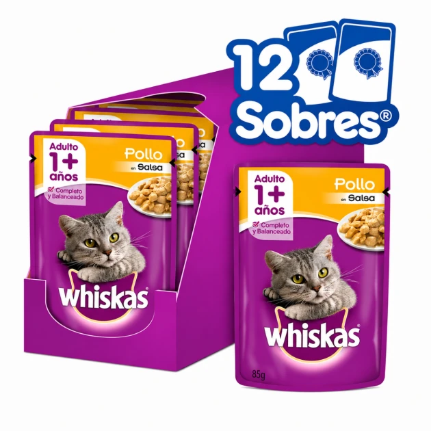 Whiskas Pouch Pollo 12 Unid.