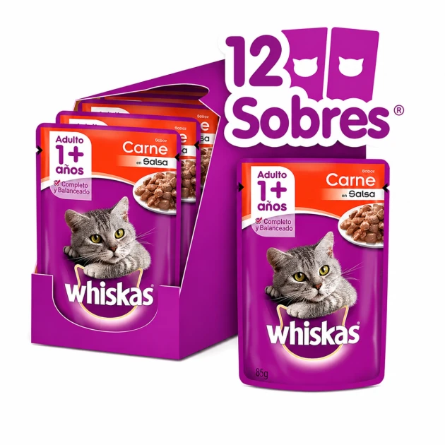 Whiskas Pouch Carne 12 Unid.